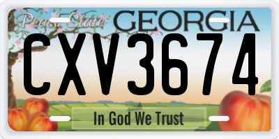 GA license plate CXV3674