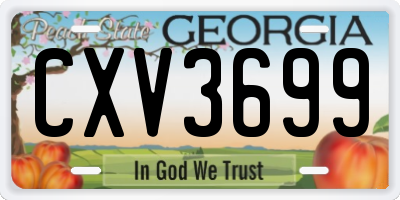 GA license plate CXV3699