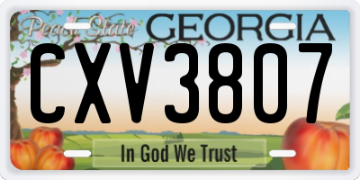 GA license plate CXV3807