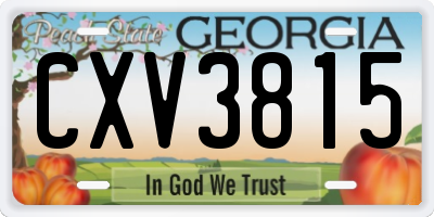 GA license plate CXV3815