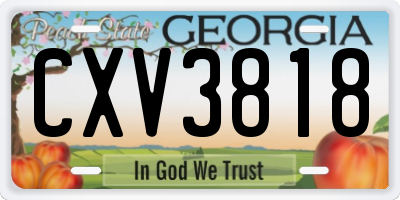 GA license plate CXV3818