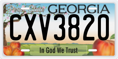 GA license plate CXV3820