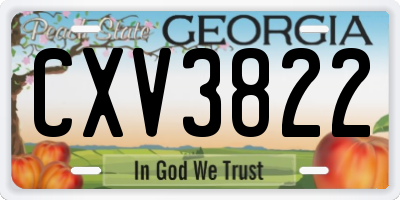 GA license plate CXV3822