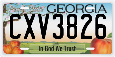 GA license plate CXV3826