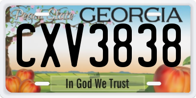 GA license plate CXV3838