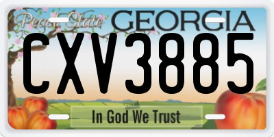 GA license plate CXV3885