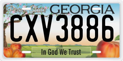GA license plate CXV3886