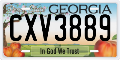 GA license plate CXV3889