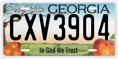 GA license plate CXV3904