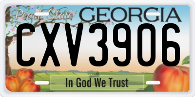 GA license plate CXV3906