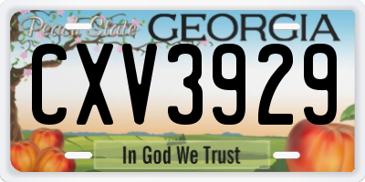 GA license plate CXV3929