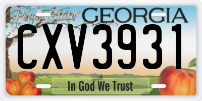 GA license plate CXV3931
