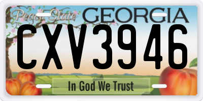 GA license plate CXV3946