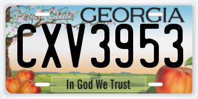 GA license plate CXV3953