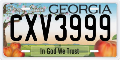 GA license plate CXV3999