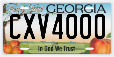 GA license plate CXV4000