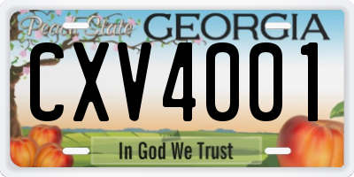 GA license plate CXV4001