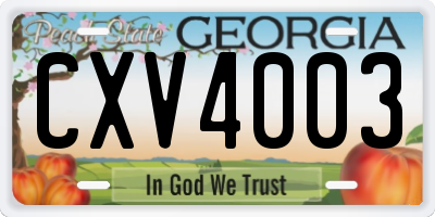 GA license plate CXV4003