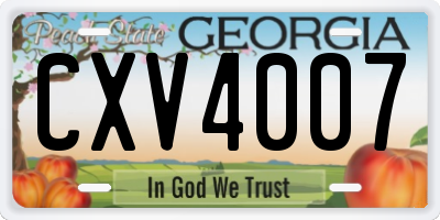 GA license plate CXV4007