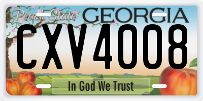GA license plate CXV4008