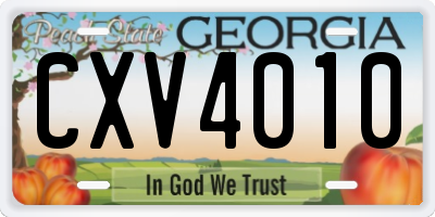 GA license plate CXV4010