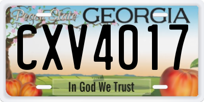 GA license plate CXV4017