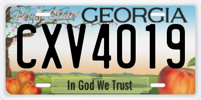 GA license plate CXV4019