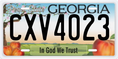 GA license plate CXV4023