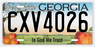 GA license plate CXV4026