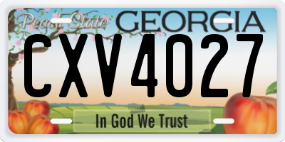 GA license plate CXV4027