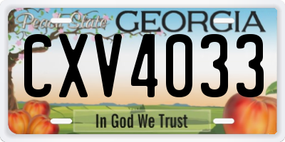 GA license plate CXV4033