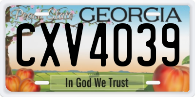 GA license plate CXV4039