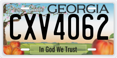 GA license plate CXV4062