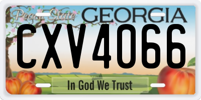 GA license plate CXV4066