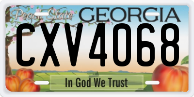 GA license plate CXV4068
