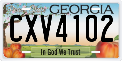 GA license plate CXV4102
