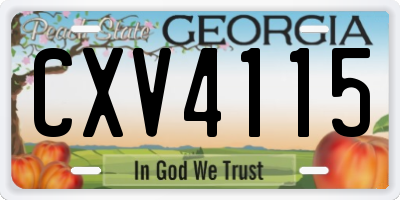 GA license plate CXV4115