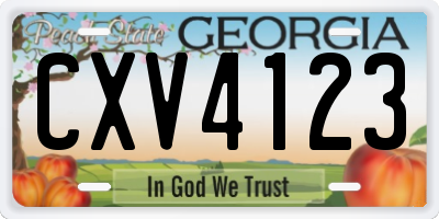 GA license plate CXV4123