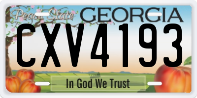 GA license plate CXV4193