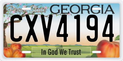 GA license plate CXV4194