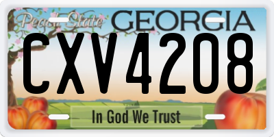 GA license plate CXV4208