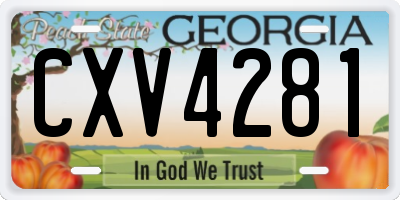 GA license plate CXV4281