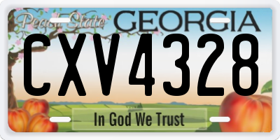 GA license plate CXV4328