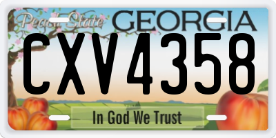 GA license plate CXV4358
