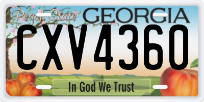 GA license plate CXV4360