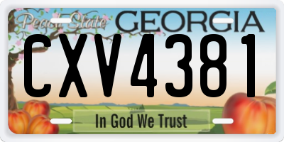 GA license plate CXV4381
