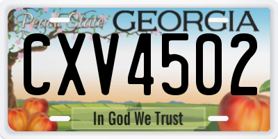 GA license plate CXV4502