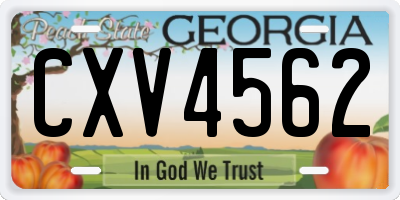 GA license plate CXV4562