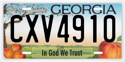 GA license plate CXV4910