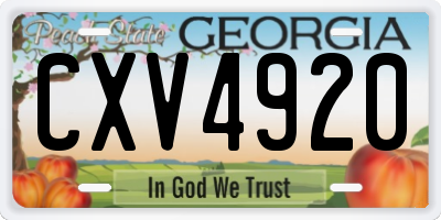 GA license plate CXV4920